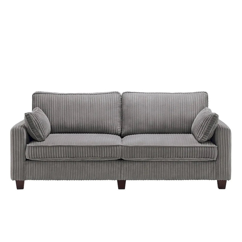 LUE BONA 81  Modern Corduroy 3 Seater Sofa, Polyester Rectangle Upholstered Sofa with Wood Base for Living Room