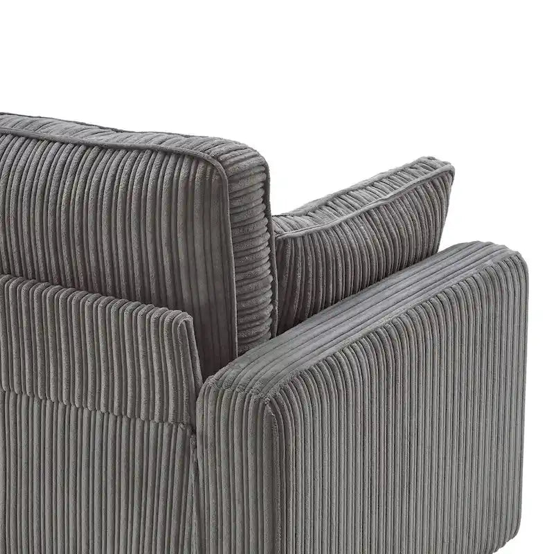 LUE BONA 81  Modern Corduroy 3 Seater Sofa, Polyester Rectangle Upholstered Sofa with Wood Base for Living Room