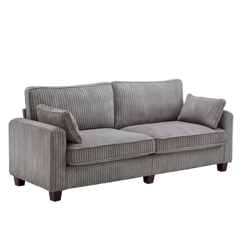 LUE BONA 81  Modern Corduroy 3 Seater Sofa, Polyester Rectangle Upholstered Sofa with Wood Base for Living Room