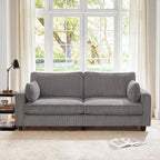 LUE BONA 81  Modern Corduroy 3 Seater Sofa, Polyester Rectangle Upholstered Sofa with Wood Base for Living Room