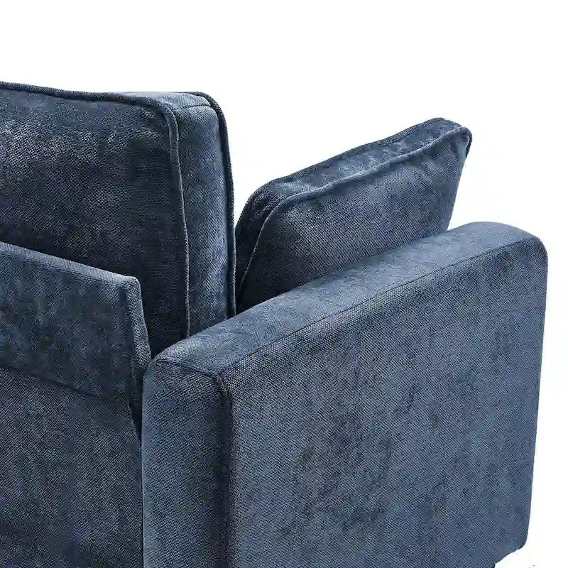 LUE BONA 81  Modern Corduroy 3 Seater Sofa, Polyester Rectangle Upholstered Sofa with Wood Base for Living Room