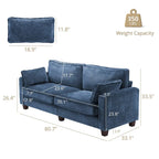 LUE BONA 81  Modern Corduroy 3 Seater Sofa, Polyester Rectangle Upholstered Sofa with Wood Base for Living Room