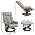 HOMCOM Swivel Recliner Chair and Ottoman, Faux Leather Reclining Chair with High Back