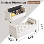 Upholstered Storage Bench with Armrests for Living Room Entryway