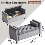Upholstered Storage Bench with Armrests for Living Room Entryway