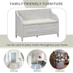 Rustic High Back Storage Bench with Ample Hidden Storage Space