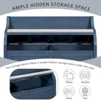 Rustic High Back Storage Bench with Ample Hidden Storage Space