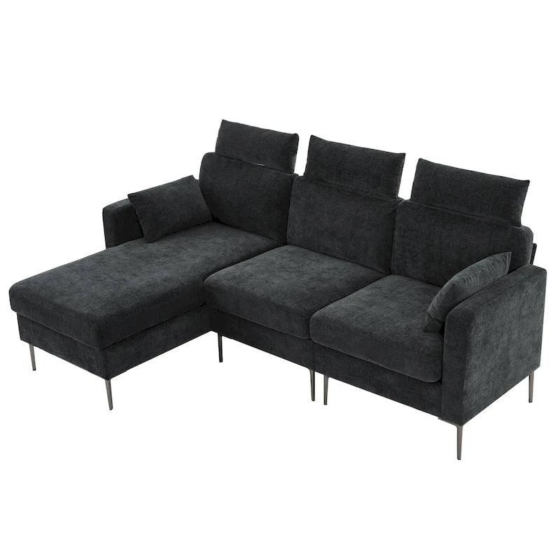 89 Chenille Sectional Sofa Couch With Extra Wide Chaise For Livingroom