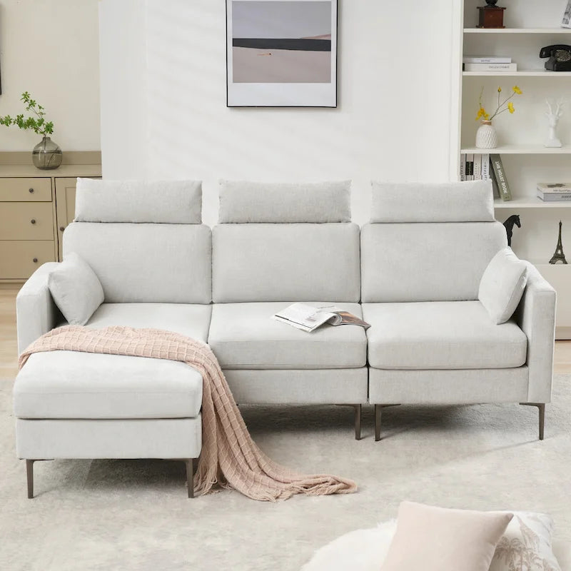 89 Chenille Sectional Sofa Couch With Extra Wide Chaise For Livingroom