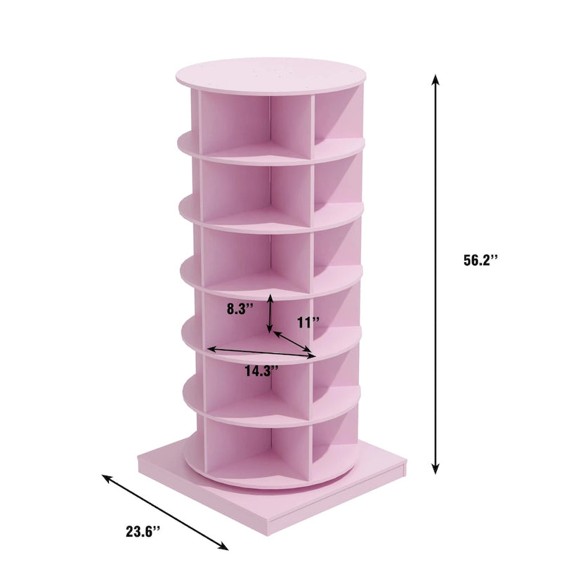 360Rotating Shoe Cabinet 6 layers Holds Up to 24 Paris of Shoes