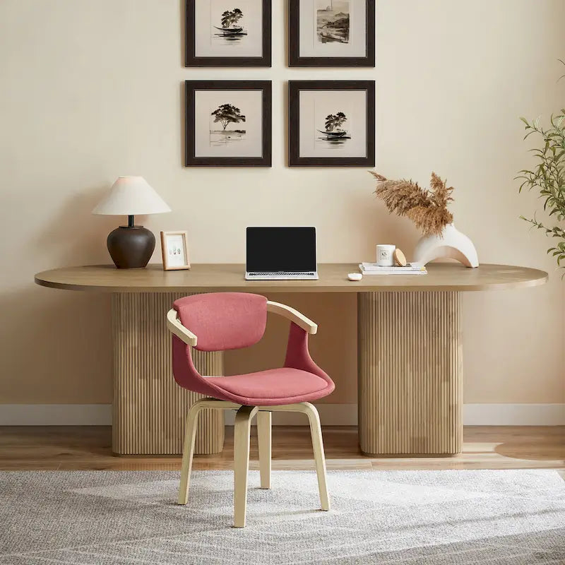 Art Leon Swivel Upholstered and Wood Accent Chair
