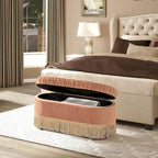 Serena 38 Ruched Oval Storage Bench Ottoman