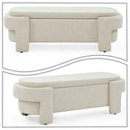 French Minimalist Fabric Upholstered Storage Bench with Four Upholstered Legs