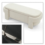 French Minimalist Fabric Upholstered Storage Bench with Four Upholstered Legs