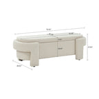 French Minimalist Fabric Upholstered Storage Bench with Four Upholstered Legs