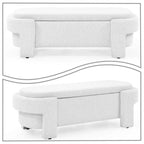 French Minimalist Fabric Upholstered Storage Bench with Four Upholstered Legs