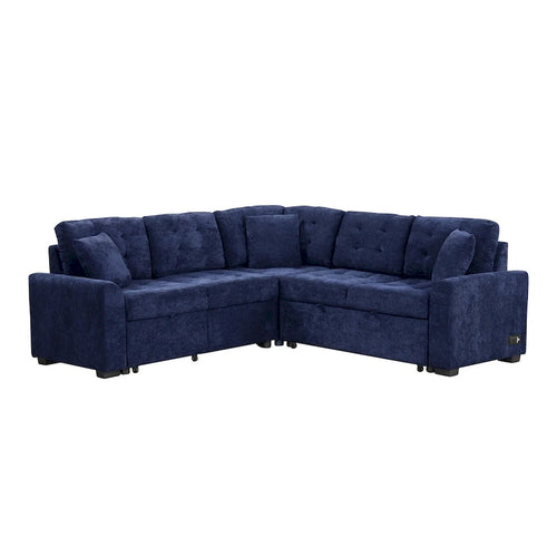 82.6-inch L-shaped Pull-out Sleeper Sofa with Wheels, USB Ports, Power Sockets - 82.6 W x 82.6 D x 33 H
