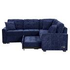 82.6-inch L-shaped Pull-out Sleeper Sofa with Wheels, USB Ports, Power Sockets - 82.6 W x 82.6 D x 33 H