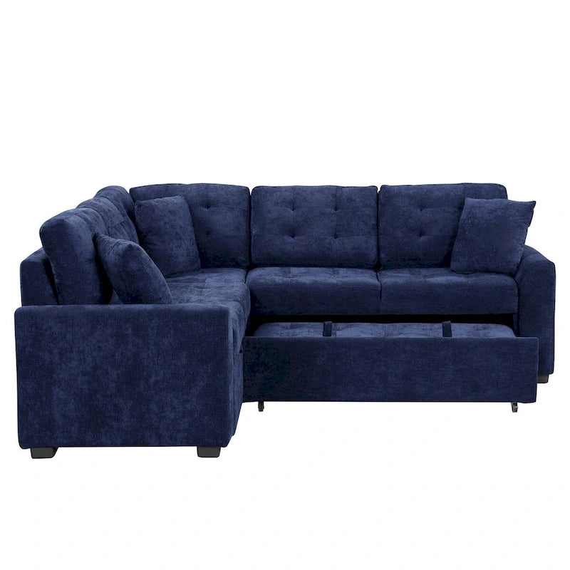 82.6-inch L-shaped Pull-out Sleeper Sofa with Wheels, USB Ports, Power Sockets - 82.6 W x 82.6 D x 33 H
