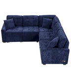 82.6-inch L-shaped Pull-out Sleeper Sofa with Wheels, USB Ports, Power Sockets - 82.6 W x 82.6 D x 33 H