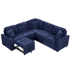 82.6-inch L-shaped Pull-out Sleeper Sofa with Wheels, USB Ports, Power Sockets - 82.6 W x 82.6 D x 33 H
