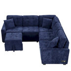 82.6-inch L-shaped Pull-out Sleeper Sofa with Wheels, USB Ports, Power Sockets - 82.6 W x 82.6 D x 33 H