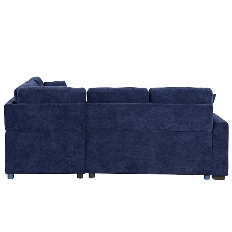 82.6-inch L-shaped Pull-out Sleeper Sofa with Wheels, USB Ports, Power Sockets - 82.6 W x 82.6 D x 33 H