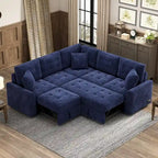 82.6-inch L-shaped Pull-out Sleeper Sofa with Wheels, USB Ports, Power Sockets - 82.6 W x 82.6 D x 33 H