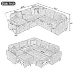 82.6-inch L-shaped Pull-out Sleeper Sofa with Wheels, USB Ports, Power Sockets - 82.6 W x 82.6 D x 33 H
