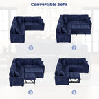 82.6-inch L-shaped Pull-out Sleeper Sofa with Wheels, USB Ports, Power Sockets - 82.6 W x 82.6 D x 33 H