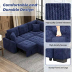 82.6-inch L-shaped Pull-out Sleeper Sofa with Wheels, USB Ports, Power Sockets - 82.6 W x 82.6 D x 33 H