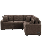 82.6-inch L-shaped Pull-out Sleeper Sofa with Wheels, USB Ports, Power Sockets - 82.6 W x 82.6 D x 33 H