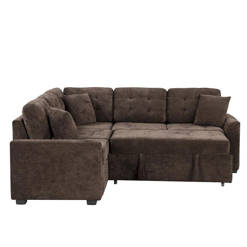 82.6-inch L-shaped Pull-out Sleeper Sofa with Wheels, USB Ports, Power Sockets - 82.6 W x 82.6 D x 33 H