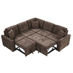 82.6-inch L-shaped Pull-out Sleeper Sofa with Wheels, USB Ports, Power Sockets - 82.6 W x 82.6 D x 33 H