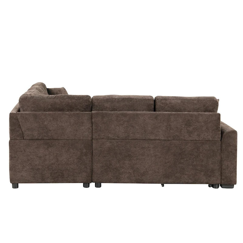 82.6-inch L-shaped Pull-out Sleeper Sofa with Wheels, USB Ports, Power Sockets - 82.6 W x 82.6 D x 33 H