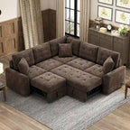 82.6-inch L-shaped Pull-out Sleeper Sofa with Wheels, USB Ports, Power Sockets - 82.6 W x 82.6 D x 33 H