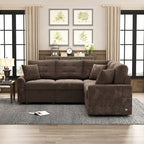82.6-inch L-shaped Pull-out Sleeper Sofa with Wheels, USB Ports, Power Sockets - 82.6 W x 82.6 D x 33 H
