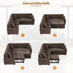 82.6-inch L-shaped Pull-out Sleeper Sofa with Wheels, USB Ports, Power Sockets - 82.6 W x 82.6 D x 33 H