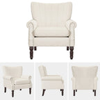 COZYMAN Modern Armchair Solid Wood Upholstered Fabric/Faux Leather Set of 2 Accent Chairs for Living Room