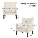 COZYMAN Modern Armchair Solid Wood Upholstered Fabric/Faux Leather Set of 2 Accent Chairs for Living Room