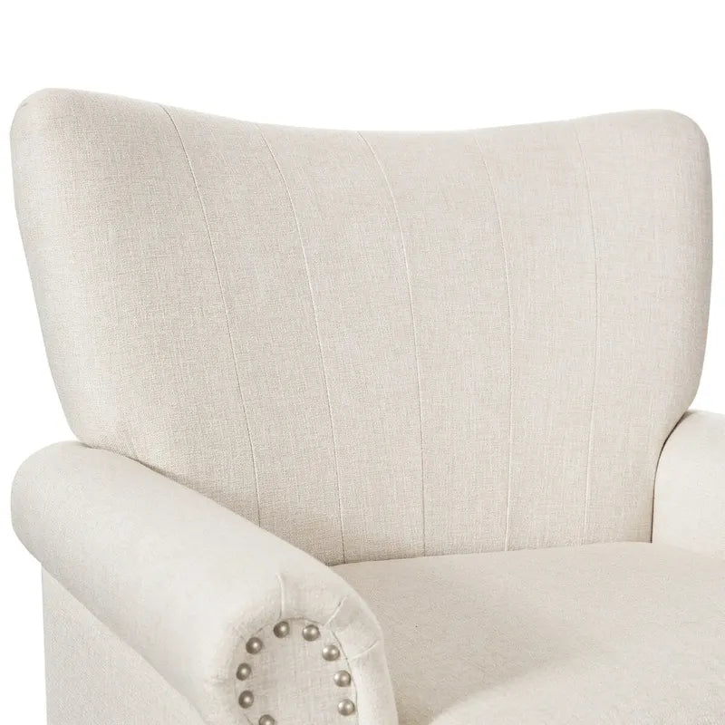 COZYMAN Modern Armchair Solid Wood Upholstered Fabric/Faux Leather Set of 2 Accent Chairs for Living Room