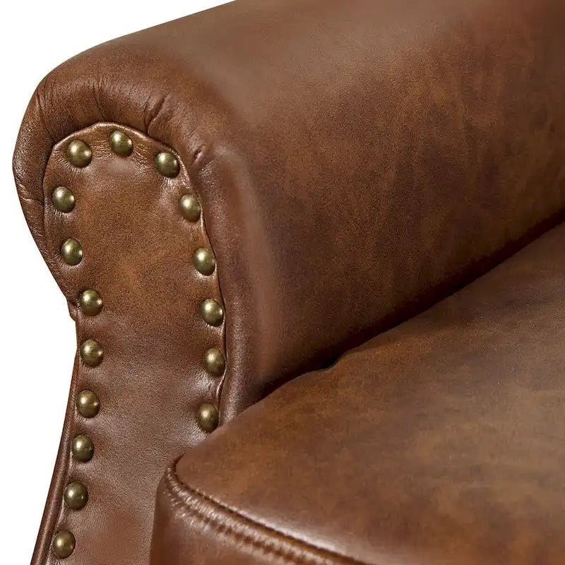 COZYMAN Modern Armchair Solid Wood Upholstered Fabric/Faux Leather Set of 2 Accent Chairs for Living Room