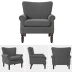 COZYMAN Modern Armchair Solid Wood Upholstered Fabric/Faux Leather Set of 2 Accent Chairs for Living Room