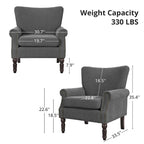 COZYMAN Modern Armchair Solid Wood Upholstered Fabric/Faux Leather Set of 2 Accent Chairs for Living Room