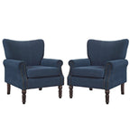 COZYMAN Modern Armchair Solid Wood Upholstered Fabric/Faux Leather Set of 2 Accent Chairs for Living Room