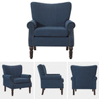 COZYMAN Modern Armchair Solid Wood Upholstered Fabric/Faux Leather Set of 2 Accent Chairs for Living Room