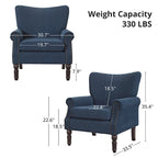 COZYMAN Modern Armchair Solid Wood Upholstered Fabric/Faux Leather Set of 2 Accent Chairs for Living Room