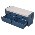 Nestfair Rustic Storage Bench with 2 Drawers, Hidden Storage Space, and 3 False Drawers at the Top