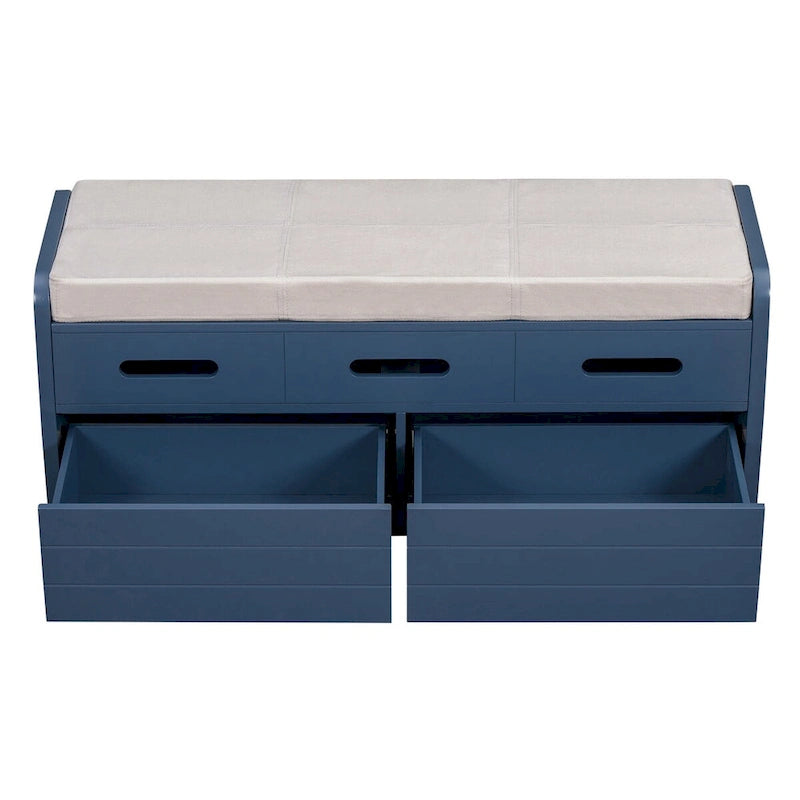 Nestfair Rustic Storage Bench with 2 Drawers, Hidden Storage Space, and 3 False Drawers at the Top