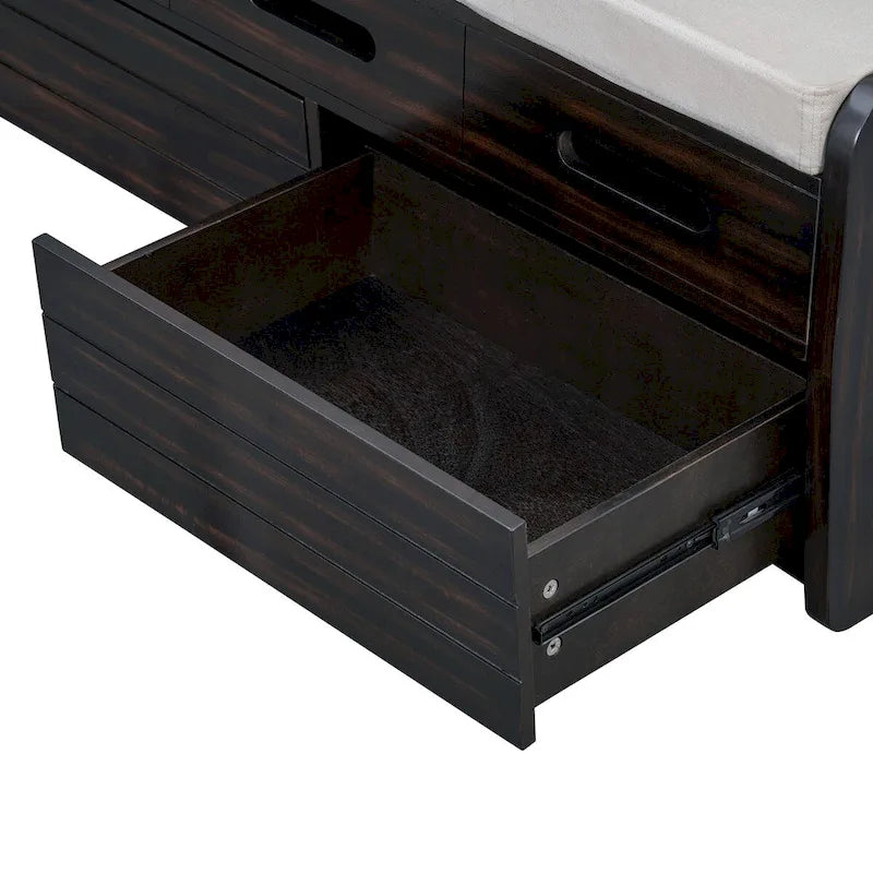 Nestfair Rustic Storage Bench with 2 Drawers, Hidden Storage Space, and 3 False Drawers at the Top